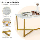 White Faux Marble Coffee Table with Gold Finished Metal Frame by LJGDeals