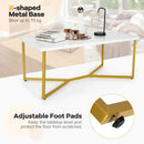 White Faux Marble Coffee Table with Gold Finished Metal Frame by LJGDeals