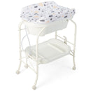 Folding Baby Changing Table with Bathtub and 4 Universal Wheels by LJGDeals