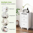3-Drawer Freestanding Bathroom Storage Cabinet with Anti-toppling Device-White by LJGDeals