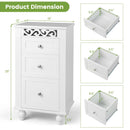 3-Drawer Freestanding Bathroom Storage Cabinet with Anti-toppling Device-White by LJGDeals