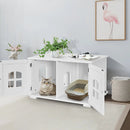 Wooden Cat Litter Box Enclosure with Divider - White by DirectDeals