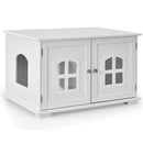 Wooden Cat Litter Box Enclosure with Divider - White by LJGDeals