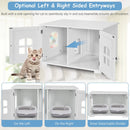 Wooden Cat Litter Box Enclosure with Divider - White by DirectDeals