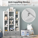 12-Tier Open-Back Freestanding Bookshelf with Drawer