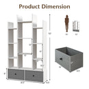 12-Tier Open-Back Freestanding Bookshelf with Drawer