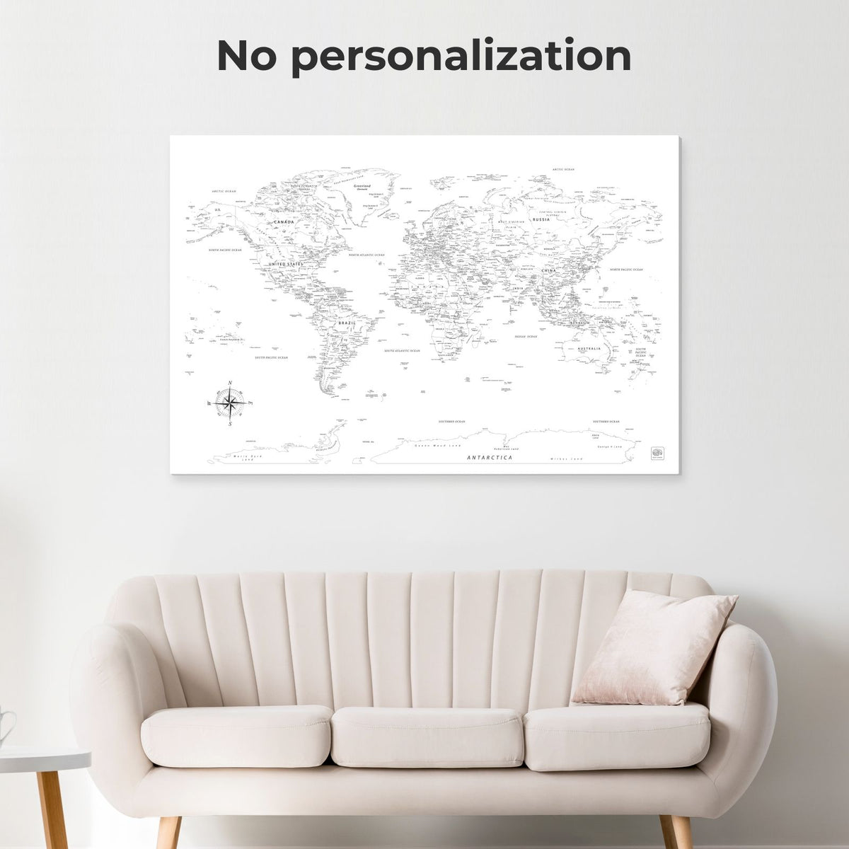World Map on Canvas - White, photo 11 of 14