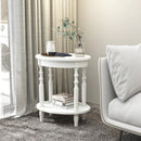 Oval Side Table with Storage Shelf and Wood Legs by LJGDeals