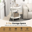 Oval Side Table with Storage Shelf and Wood Legs by LJGDeals