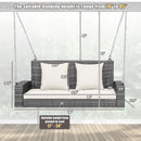 2-Person Patio PE Wicker Hanging Porch Swing Bench Chair Cushion 800 Pounds by DirectDeals