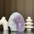White Quartz & Amethyst Geode Crystal Egg, Large Cave with Agate formations