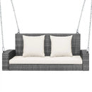 2-Person Patio PE Wicker Hanging Porch Swing Bench Chair Cushion 800 Pounds by LJGDeals