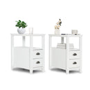 Set of 2 End Table Wooden with 2 Drawer & Shelf Bedside Table by DirectDeals