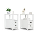Set of 2 End Table Wooden with 2 Drawer & Shelf Bedside Table by LJGDeals