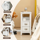 Set of 2 End Table Wooden with 2 Drawer & Shelf Bedside Table by LJGDeals