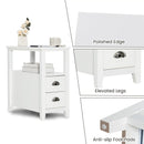 Set of 2 End Table Wooden with 2 Drawer & Shelf Bedside Table by LJGDeals