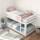 Twin Size Bunk Bed with High Guardrails and Integrated Ladder-White by LJGDeals