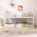 Twin Size Bunk Bed with High Guardrails and Integrated Ladder-White by LJGDeals