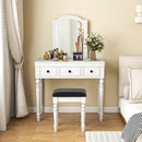 Makeup Vanity Table and Stool Set with Detachable Mirror and 3 Drawers Storage by LJGDeals