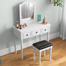 Makeup Vanity Table and Stool Set with Detachable Mirror and 3 Drawers Storage by LJGDeals