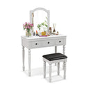 Makeup Vanity Table and Stool Set with Detachable Mirror and 3 Drawers Storage by LJGDeals