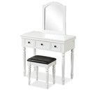 Makeup Vanity Table and Stool Set with Detachable Mirror and 3 Drawers Storage by LJGDeals