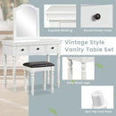 Makeup Vanity Table and Stool Set with Detachable Mirror and 3 Drawers Storage by LJGDeals