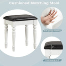Makeup Vanity Table and Stool Set with Detachable Mirror and 3 Drawers Storage by LJGDeals