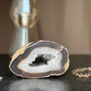 White quartz crystal geode cave, semi precious rocks