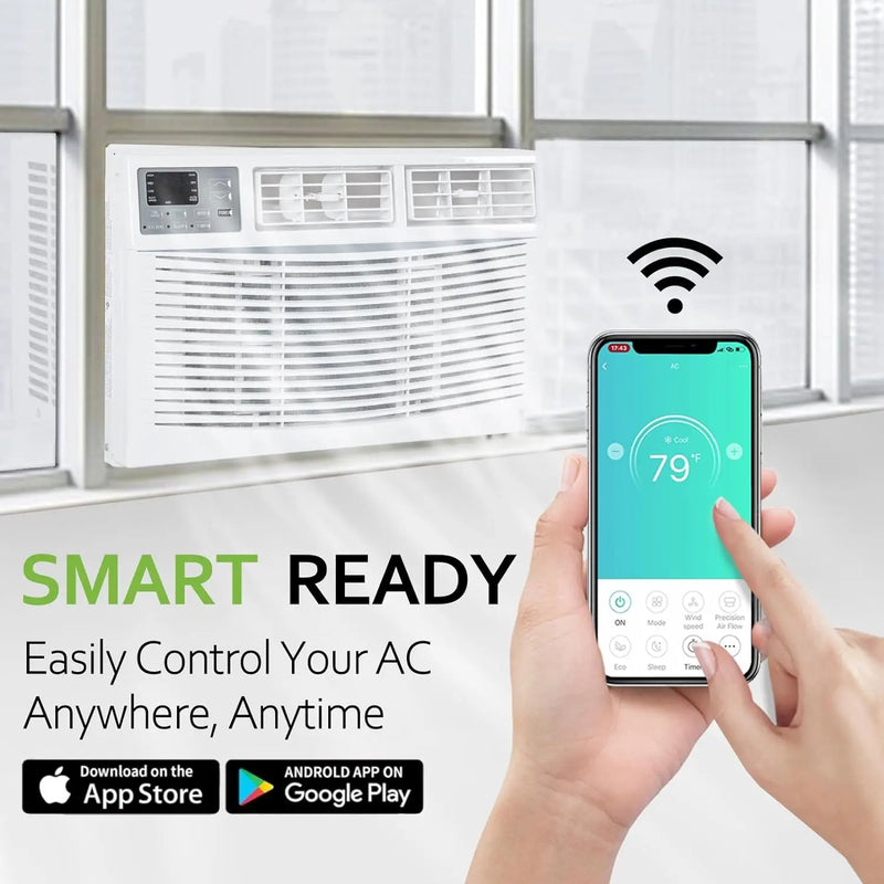 WiFi Enabled 10,000 BTU Window Air Conditioner, Smart Window AC Unit with Remote, Energy Saving, Easy Install Kit, Cools up to 450 Square Feet