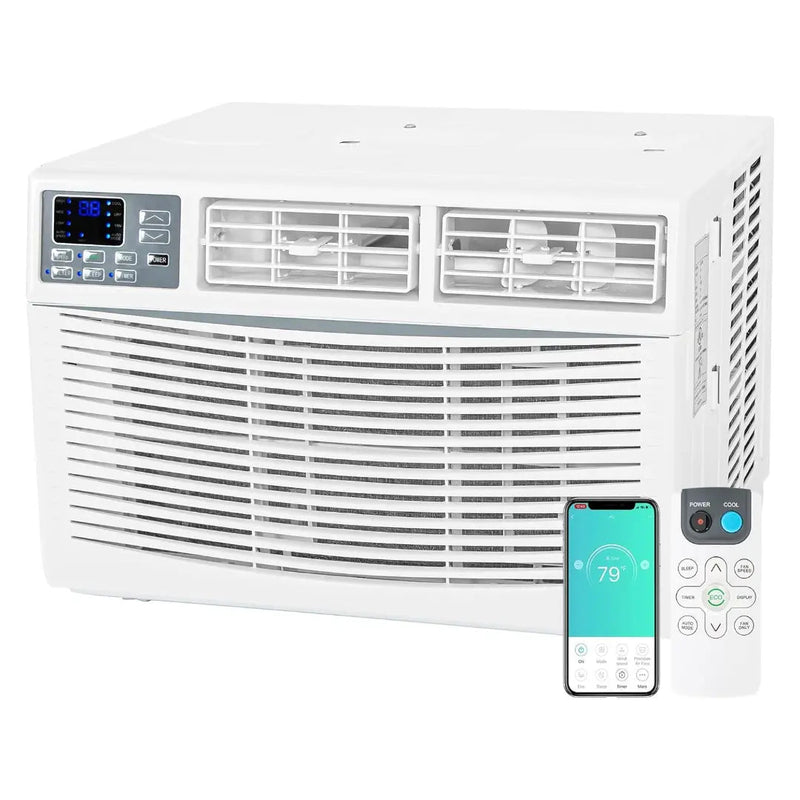 WiFi Enabled 8,000 BTU Window Air Conditioner, Smart Window AC Unit with Remote, Energy Saving, Easy Install Kit, Cools up to 350 Square Feet