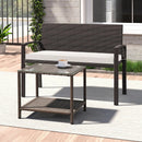 Wicker 2-Seat Bench with Soft Seat Cushion and Metal Frame-White by LJGDeals