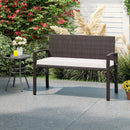 Wicker 2-Seat Bench with Soft Seat Cushion and Metal Frame-White by LJGDeals