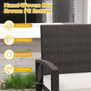 Wicker 2-Seat Bench with Soft Seat Cushion and Metal Frame-White by LJGDeals