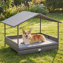 Wicker Dog House Elevated PE Rattan Dog Bed with Canopy by LJGDeals