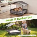 Wicker Dog House Elevated PE Rattan Dog Bed with Canopy by LJGDeals