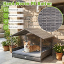 Wicker Dog House Elevated PE Rattan Dog Bed with Canopy by LJGDeals