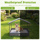 Wicker Dog House Elevated PE Rattan Dog Bed with Canopy by LJGDeals