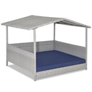 Wicker Dog House with Waterproof Roof and Washable Cushion Cover by LJGDeals