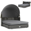 Wicker Dog House with Adjustable Canopy & Cushions
