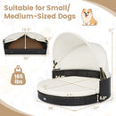 Wicker Dog House with Retractable Canopy & Cushion
