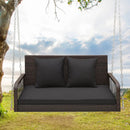 2-Person Outdoor Wicker Porch Swing with Seat and Back Cushions by LJGDeals