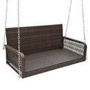2-Person Outdoor Wicker Porch Swing with Seat and Back Cushions by LJGDeals