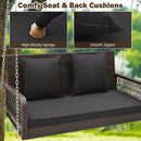 2-Person Outdoor Wicker Porch Swing with Seat and Back Cushions by LJGDeals