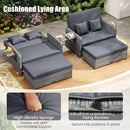 Patio Wicker Loveseat Sofa with Multipurpose Ottoman and Retractable Side Tray by LJGDeals