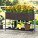 Wicker Raised Garden Bed with Storage Shelf and Drainage Gaps for Flowers by LJGDeals