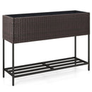 Wicker Raised Garden Bed with Storage Shelf and Drainage Gaps for Flowers by LJGDeals