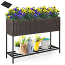 Wicker Raised Garden Bed with Storage Shelf and Drainage Gaps for Flowers by LJGDeals