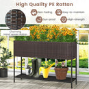 Wicker Raised Garden Bed with Storage Shelf and Drainage Gaps for Flowers by LJGDeals