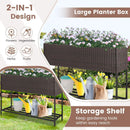 Wicker Raised Garden Bed with Storage Shelf and Drainage Gaps for Flowers by LJGDeals
